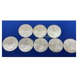 (8) UNC 2010 SILVER AMERICAN EAGLES