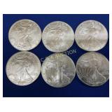 (6) UNC 2003 SILVER AMERICAN EAGLES