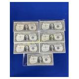 (7) $1 BLUE SILVER CERTICATE(3) 1957 B, (4) 1957
