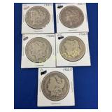 (5) 1900 O MORGAN SILVER DOLLARS