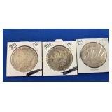(3) MORGANS 1879 O, 1880 O, 1890