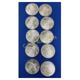 (10) 1 OZ SILVER  2015 YR OF RAM UNC ROUNDS 10 OZ