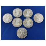 (7) 2014 SILVER UNC AMERICAN EAGLES