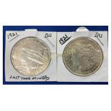 (2) 1921 MORGAN SILVER DOLLARS