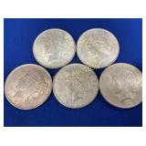 (5) PEACE SILVER DOLLARS 1922,1923,1924
