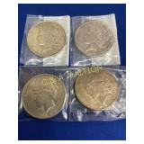 (4) PEACE SILVER DOLLARS 1922, 1923