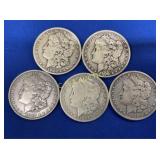 (5) MORGANS 1878,1900 O, 1887,1900 O, 1900 O