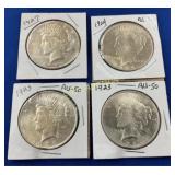 (4) PEACE 1923,1927,1924 SILVER DOLLARS