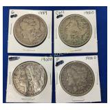 (4) MORGANS 1900 O, 1889, 1900 SILVER DOLLARS