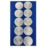 (10) UNC 2002 SILVER AMERICAN EAGLES