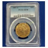 1887 S $10 PCGS XF40 1/4 OZ GOLD LIBERTY HEAD