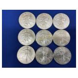 (9) UNC 1996 SILVER AMERICAN EAGLES