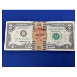 (50) UNC 1976 SERIES $2 BILLS  ($100) BANDED