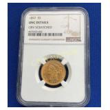 1897 $5 UNC OBV GOLD INDIAN HEAD DETAILS