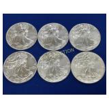 (6) 1999 SILVER UNC AMERICAN EAGLES