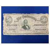 1864 $50 RICHMOND VA CONFEDERATE NOTE