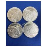(4) 2015 1 OZ SILVER YR OF RAM TOTAL 4 OZ