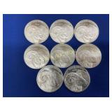 (8) UNC 2015 1 OZ SILVER YR OF RAM TOTAL 8OZ