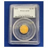 1913 PCGS AU53 $2 1/2 GOLD INDIAN HEAD