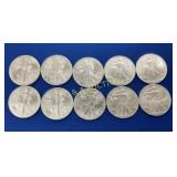 (10) UNC 1 OZ EACH SILVER 2001 AMERICAN EAGLES