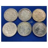 (6) MORGAN SILVER DOLLARS 1879,1921,1885,1889,
