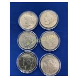 (6) PEACE SILVER DOLLARS 1923/1922