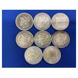 (8) MORGANS 1878S,1884,1888,1880,1896O,1887O,1883