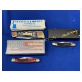 (3)KNIVES CASEXX/STATUE LIBERTY/UNCLE HENRY
