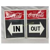 PAIR SST COKE IN & OUT SIGNS 20X28 SELF FRAMED