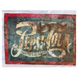 EMB. SST DOUBLE DOT PEPSI PATINA SIGN 28X20