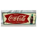 SST COCA COLA FISHTAIL SIGN W/ BOTTLE 32X12