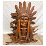 UNUSUAL HANDCRAVED WOODEN ART INDIAN 30X37