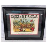 SMOKE THE D.T.F CIGAR FRAMED AD 23X19