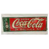 SST EMB COCA COLA SIGN W/ BOTTLE 35X12