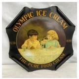 1915 OLYMPIC ICE CREAM TIN LITHO SIGN 141/2X141/2