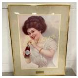 FRAMED 1909 COCA COLA CALENDAR GIRL 20X26