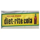 SST EMB. SUGAR FREE DIET RITE COLA SIGN W/ BOTTLE