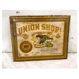 UNION SHOP METAL OVER CB SIGN 9 1/2X8