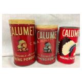 1LB, 12OZ, 1/2LB CALUMET TINS W/ INDAIN LOT OF (3