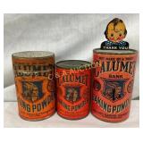 4" BANK W/NODDER,6OZ TIN, 4OZ CALUMET TIN