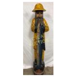 UNUSUAL CARVED WOODEN FISHERMAN 18X71