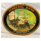 EARLY TIN LITHO HUDEPOHL BEER SIGN 17X15