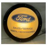 16" LIGHTED FORD DEALER GLASS SIGN