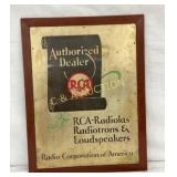 METAL ENGRAVED RCA SIGN W/ WOODEN FRAME 13 1/2X18