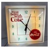 16" THINGS GO BETTER W/ COKE LIGHTUP CLOCK