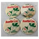 LOT OF 4 DRINK MT. DEW BUTTONS W/ WILLIE
