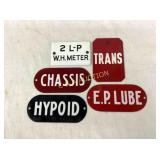 LOT OF (5) PORC. TACKER SIGNS 4-5" LENGTHS