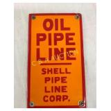 SSP SHELL OIL PIPE LINE SIGN 5X8 1/2