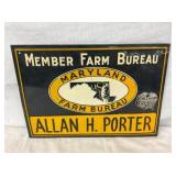 EMB. SST MARYLAND FARM BUREAU SIGN 13 /12X9 1/2