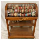 EARLY OAK RIBBON CABINET W/ GLASS FRONT